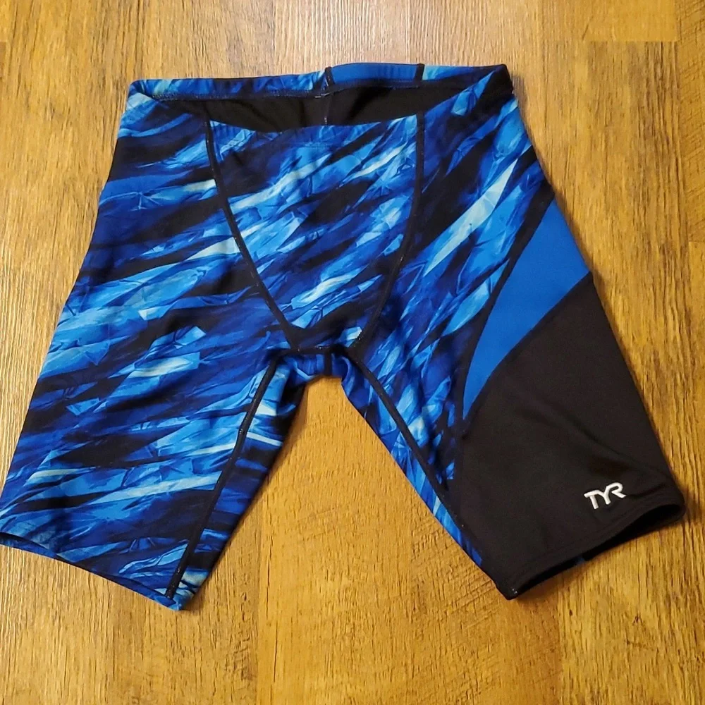TYR Boys Vitric Wave Jammer‎ Blue Competition Swimsuit